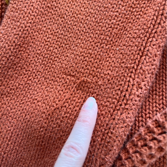Y2K H&M Women’s Orange Chunky Knit Belted Cardigan Cabincore Sweater Large - Picture 8 of 8